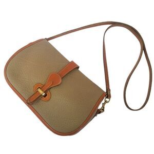 Vintage Dooney & Bourke 70's Over Pebble Leather Over Under Taupe Crossbody Bag